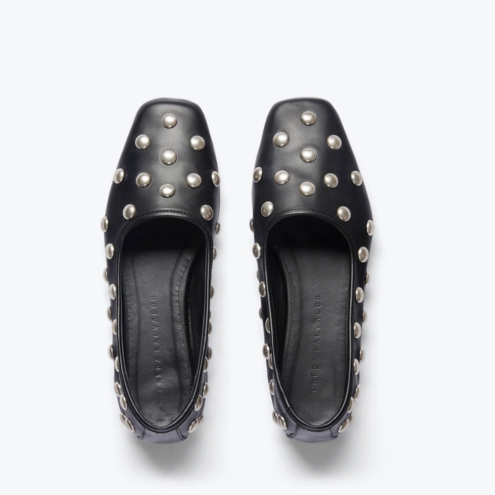Freda Salvador Black Flats with Silver Studs